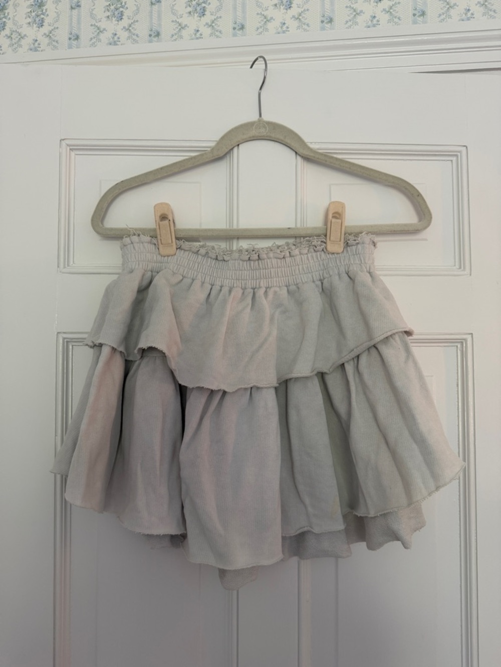 LoveShackFancy Light Blue Ruffle Mini Skirt